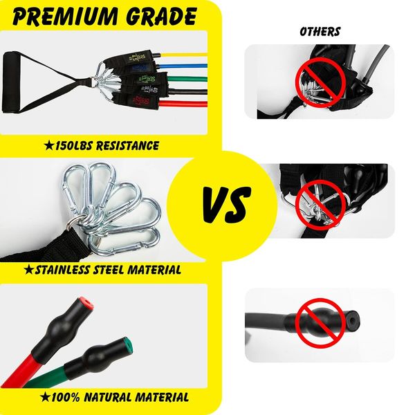 Resistance Band Set Exercise Bands with Door Anchor, Handles, Legs Ankle Straps for Muscle Training, Physical Therapy, Shape Body