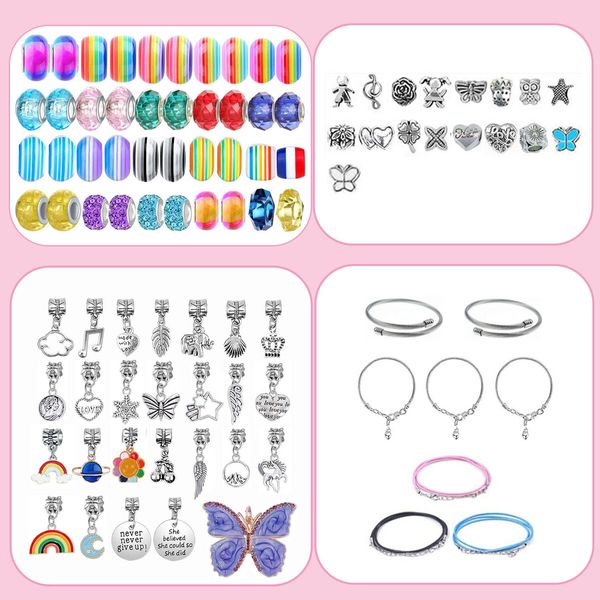 92 Pieces DIY Charm Colored Crystal Beaded Bracelet Necklace Chains Jewelry Making Kit Christmas Gril Tenn Gift