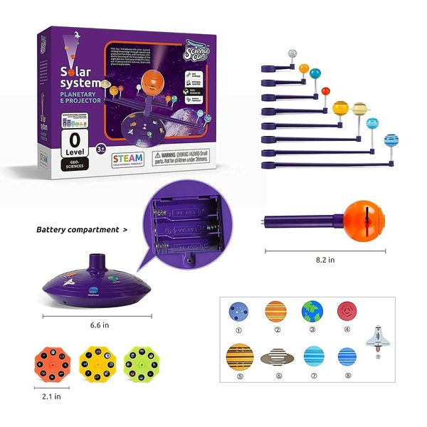 Science Can Solar System Astronomy Solar System Model Kit Planetarium Projector with 8 Planets STEM Space Toys 4+