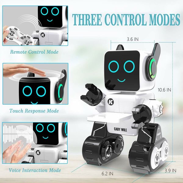 Intelligent Interactive Remote Control Robot Built-in Piggy Bank Educational Robotic Kit for Boys and Girls(White)