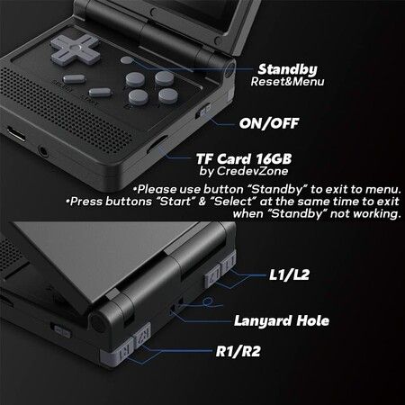 V90 Handheld Game Console 3 inch Retro Clamshell Games Consoles Built-in Rechargeable Battery Portable Style Hand Held Game Video Consoles System with Case Black 16GB