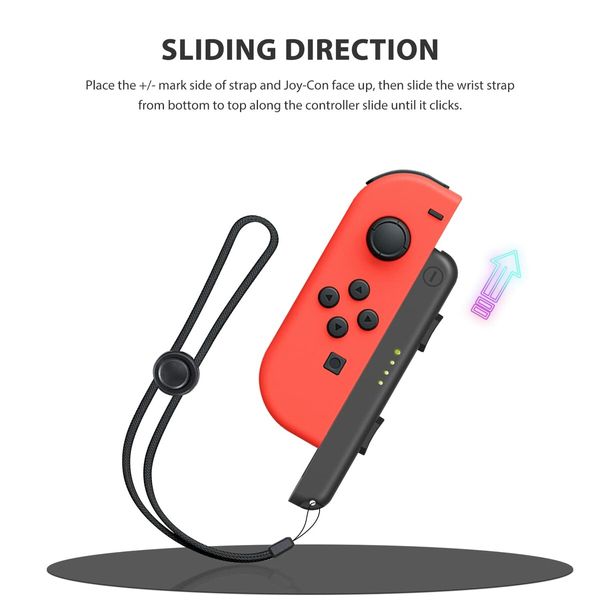 Joycon Strap Compatible with Switch Joycon, Replacement for Joy Con Straps for Switch 2 Pack, Switch Joycon Straps Adjustable Tightness (Black)