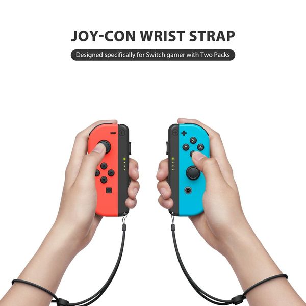 Joycon Strap Compatible with Switch Joycon, Replacement for Joy Con Straps for Switch 2 Pack, Switch Joycon Straps Adjustable Tightness (Black)