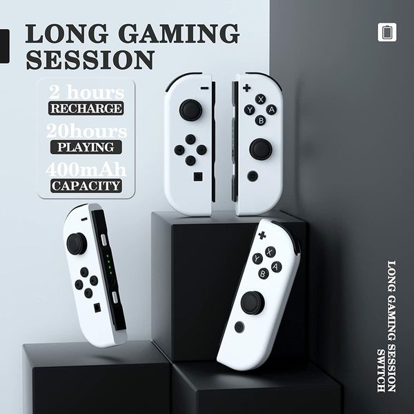 Joy Con Controller Compatible with Switch, Wireless Replacement for Switch Joycon, Left and Right Switch Controllers Joycon Support Dual Vibration/Wake-up Function/Motion Control(White)