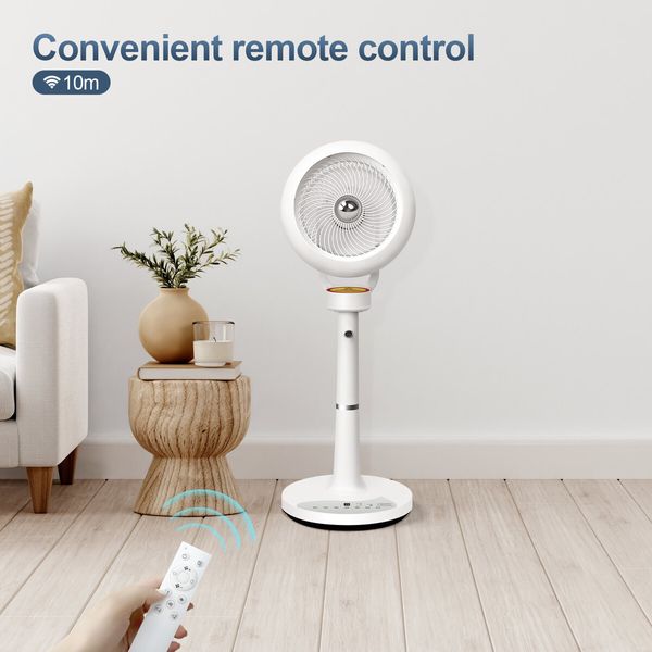 2in1 Air Circulator Fan Electric Pedestal Cooling Atomization Floor Portable Standing White Quiet Oscillating Remote 2 Wind Modes 9 Speeds Bedroom Office