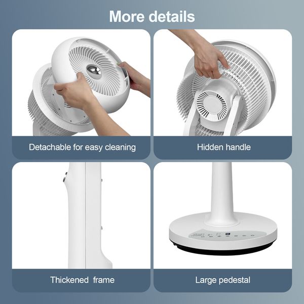 2in1 Air Circulator Fan Electric Pedestal Cooling Atomization Floor Portable Standing White Quiet Oscillating Remote 2 Wind Modes 9 Speeds Bedroom Office