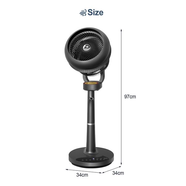 2in1 Air Circulator Electric Fan Pedestal Cooling Standing Floor Atomization Black Portable Quiet Oscillating Remote 2 Wind Modes 9 Speeds Bedroom Office