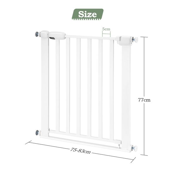 Dog Safety Gate Pet Adjustable Safe Fence Barrier Kids Security Guard for Stairs 77cm White