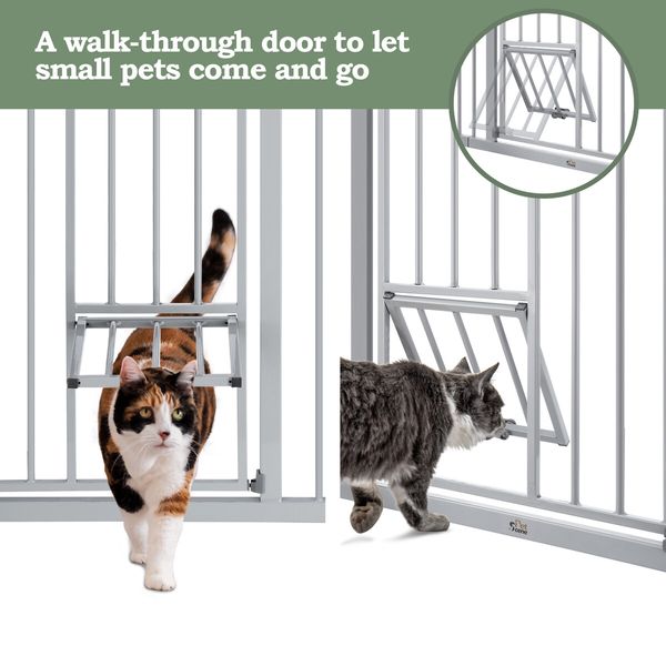 Dog Safety Gate Pet Barrier Kids Safe Fence Security Guard for Stairs Adjustable w/ Walk Through Door 77cm Grey