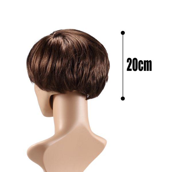 Short Straight Wig Hair Brown Fake False Synthetic Fibre for Men Mannequin 20CM