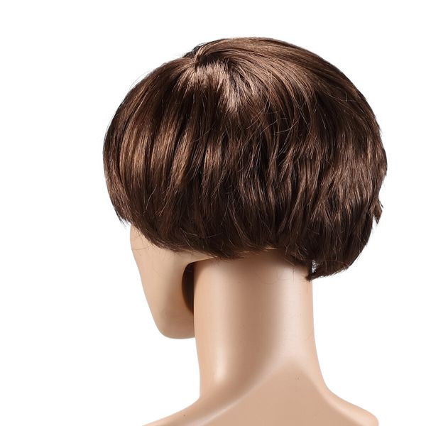 Short Straight Wig Hair Brown Fake False Synthetic Fibre for Men Mannequin 20CM