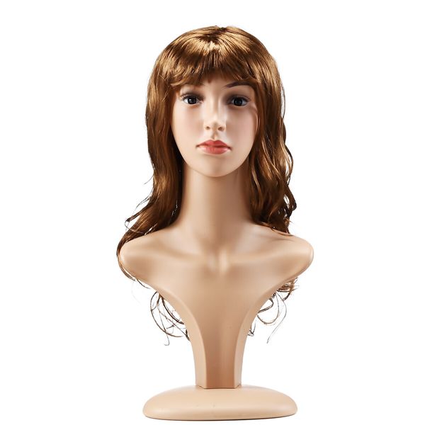 Wavy Curly Wig Hair Long Fake Brown for Women Female Mannequin False Synthetic Fibre 50CM