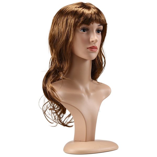 Wavy Curly Wig Hair Long Fake Brown for Women Female Mannequin False Synthetic Fibre 50CM