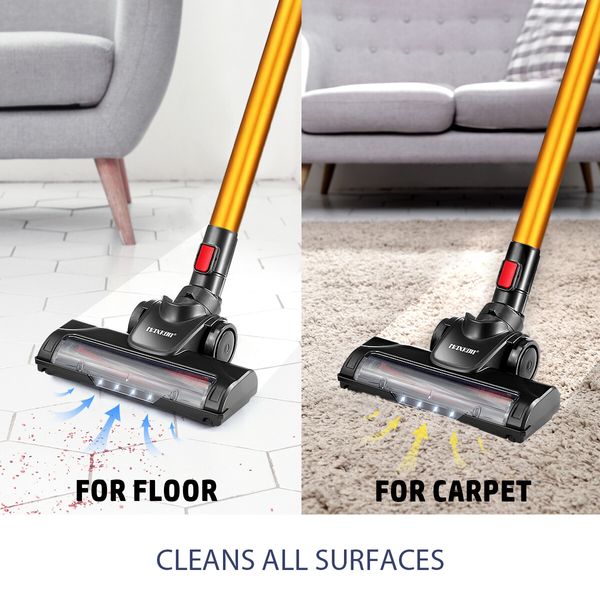 Cordless Vacuum Cleaner Portable Floor Suction Handheld Stick Car Carpet Curtain Sofa Mop LED Light Gold