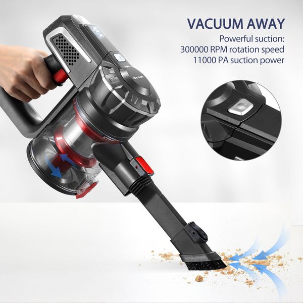 Cordless Vacuum Cleaner Portable Floor Suction Handheld Stick Car Carpet Curtain Sofa Mop LED Light Gold