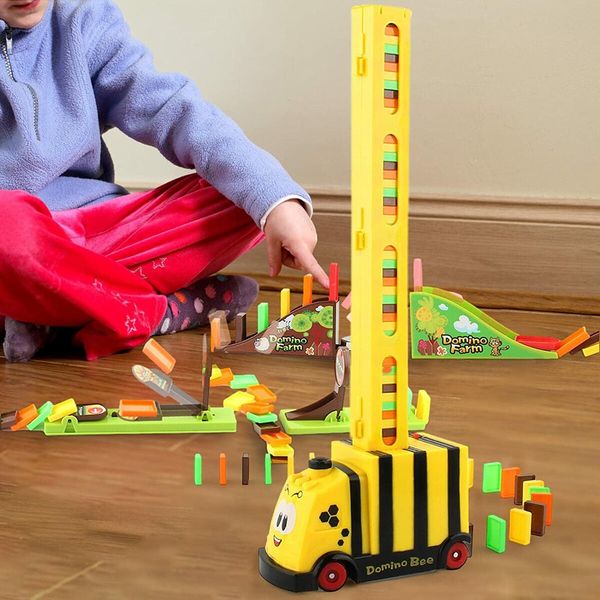 Automatic Domino Train Blocks To Build And Stack Toys For Boys And Girls