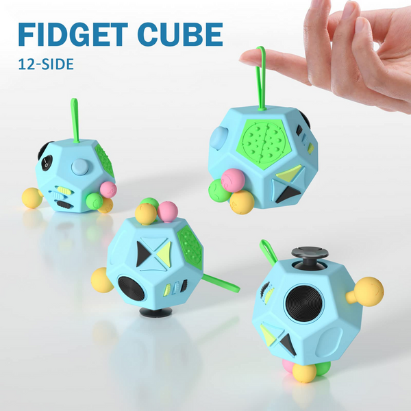 Fidget Dodecagon –12-Side Fidget Cube Relieves Stress and Anxiety Anti Depression Cube for Children and Adults with ADHD ADD OCD Autism (Blue Sky)