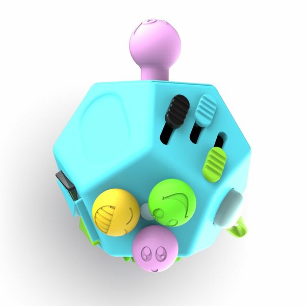 Fidget Dodecagon –12-Side Fidget Cube Relieves Stress and Anxiety Anti Depression Cube for Children and Adults with ADHD ADD OCD Autism (Blue Sky)