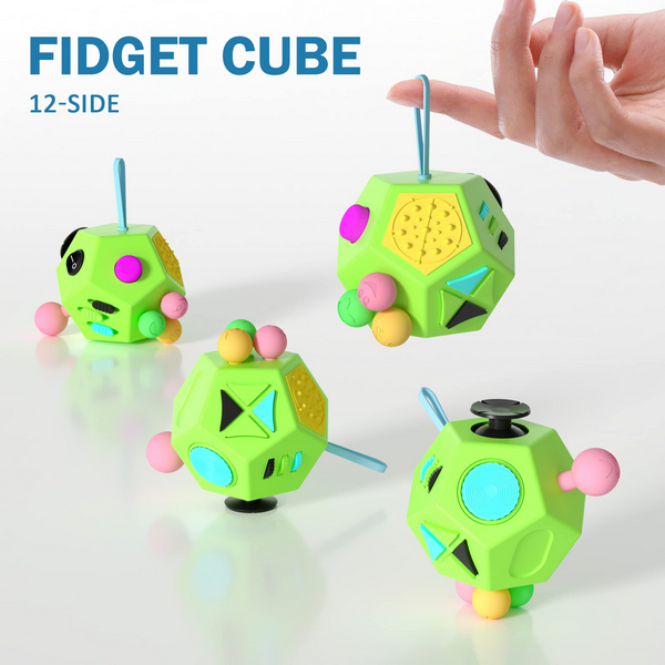 Fidget Dodecagon –12-Side Fidget Cube Relieves Stress and Anxiety Anti Depression Cube for Children and Adults with ADHD ADD OCD Autism (Green)