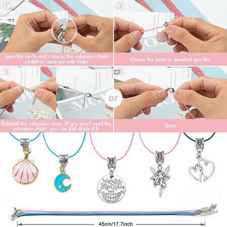 118 Pcs Charm Jewellery Making Kit With Beads Bracelets Necklaces for DIY Craft Gift for Teen Girls Birthday Xmas Gift