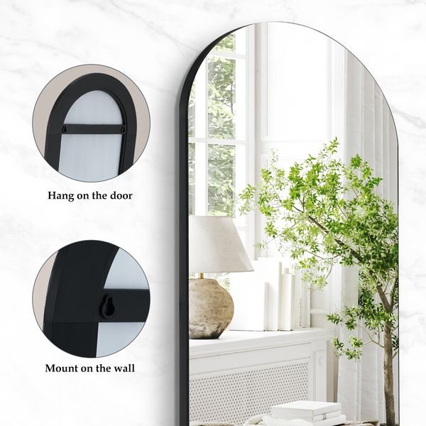 Arch Full Length Mirror Body Free Standing Hanging Floor Leaning for Bedroom Hallway Removable Stand Aluminium Alloy Frame 