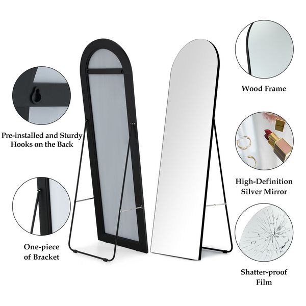 Arch Full Length Mirror Body Free Standing Hanging Floor Leaning for Bedroom Hallway Removable Stand Aluminium Alloy Frame 