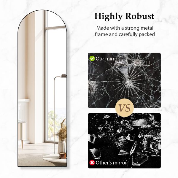 Arch Full Length Mirror Body Free Standing Hanging Floor Leaning for Bedroom Hallway Removable Stand Aluminium Alloy Frame 