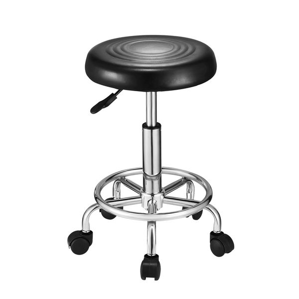 Salon Chair Barber Stool Hairdressing Beauty Clinic Height Adjustable Rotatable Round PU Black