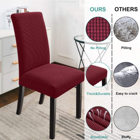 Dining Chair Covers Stretch Chair Covers Parsons Chair Slipcover Chair Covers for Dining Room Set of 2, Wine Red