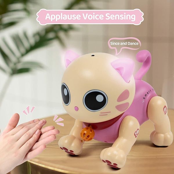 Remote Control Kitty Toys Interactive Intelligent Robotic with LED Program Dancing and Music for Birthday Gifts Age 3+