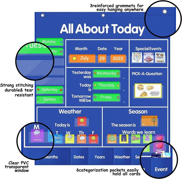 All About Today Circle Time Learning Center Pocket Chart Preschool Weather Calendar Circle Time