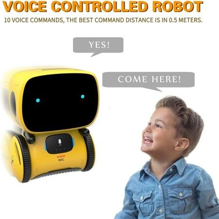 Kids Robot Toy Smart Talking Robots Intelligent with Voice Controlled Touch Sensor Singing Dancing Gift For Age 3+ (Yellow)