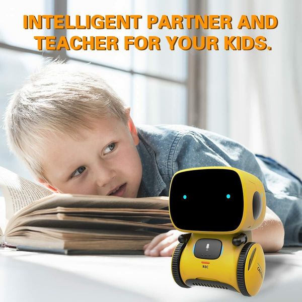 Kids Robot Toy Smart Talking Robots Intelligent with Voice Controlled Touch Sensor Singing Dancing Gift For Age 3+ (Yellow)