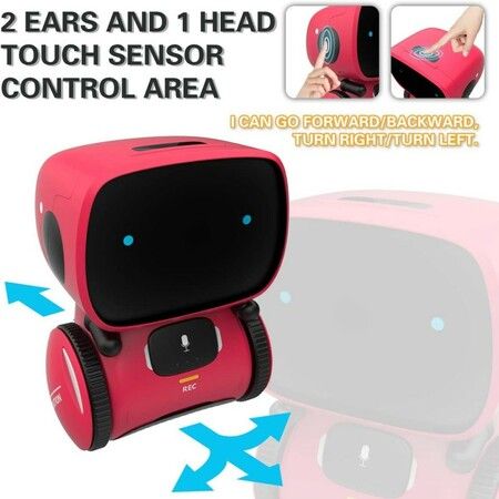 Kids Robot Toy Smart Talking Robots Intelligent with Voice Controlled Touch Sensor Singing Dancing Repeating Gift For Age 3+ (Red)