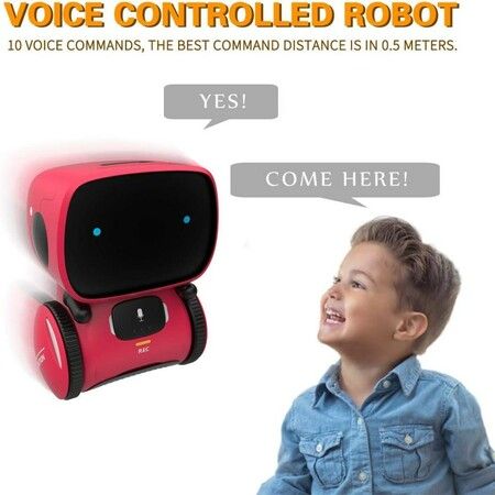 Kids Robot Toy Smart Talking Robots Intelligent with Voice Controlled Touch Sensor Singing Dancing Repeating Gift For Age 3+ (Red)