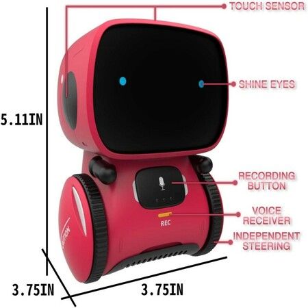 Kids Robot Toy Smart Talking Robots Intelligent with Voice Controlled Touch Sensor Singing Dancing Repeating Gift For Age 3+ (Red)