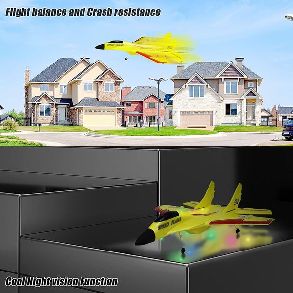 2.4GHZ Remote Control Airplanes, Easy to Fly Yellow RC Airplane, Epp Foam Airplane with Self Balancing Gyroscope for Beginners