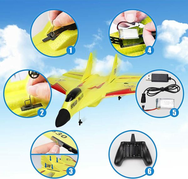 2.4GHZ Remote Control Airplanes, Easy to Fly Yellow RC Airplane, Epp Foam Airplane with Self Balancing Gyroscope for Beginners