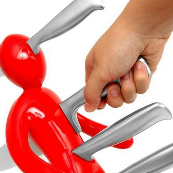 Unique Knife Holder Creative Humanoid Knife Holder Tool, Not Include Knifes (Red)