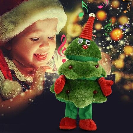 Electric Singing and Dancing Plush Funny Christmas Tree Mimicking Toys Gifts for Toddlers Kids