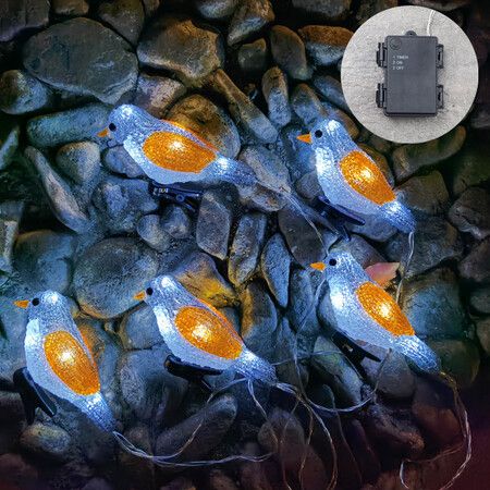 Solar Tree Lights Set of 5 Resin Birds Lights for Patio, Yard, Garden Lawn Christmas Holiday Decor