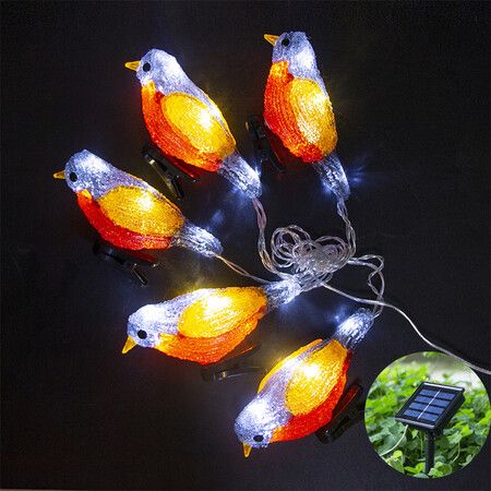 Solar Tree Lights Set of 5 Resin Birds Lights for Patio, Yard, Garden Lawn Christmas Holiday Decor