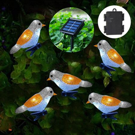 Solar Tree Lights Set of 5 Resin Birds Lights for Patio, Yard, Garden Lawn Christmas Holiday Decor