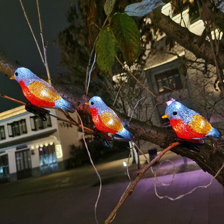 Solar Tree Lights Set of 5 Resin Birds Lights for Patio, Yard, Garden Lawn Christmas Holiday Decor