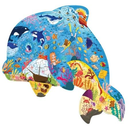 108 Pcs Jigsaw Puzzles Colorful Fun Animal Shaped Puzzle Learning Educational Toys Gifts Games for Age 3+(Dolphin)