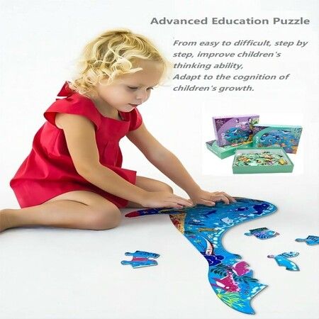 108 Pcs Jigsaw Puzzles Colorful Fun Animal Shaped Puzzle Learning Educational Toys Gifts Games for Age 3+(Dolphin)