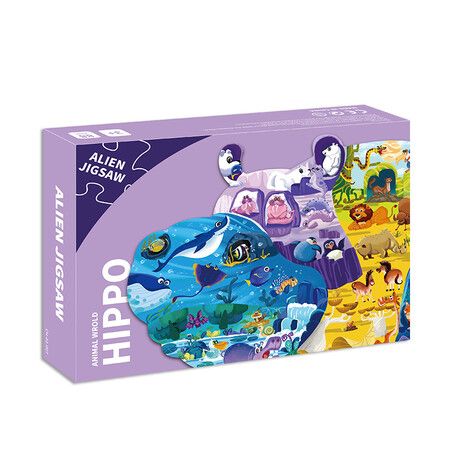 88 Pcs Jigsaw Puzzles Colorful Fun Animal Shaped Puzzle Learning Educational Toys Gifts Games for Age 3+(Hippo)