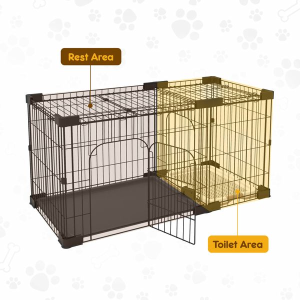 Pet Crate Cat Dog Cage Kennel Bird Rabbit Hutch Enclosure House Bunny Puppy Playpen Metal Toilet Doors XL Black