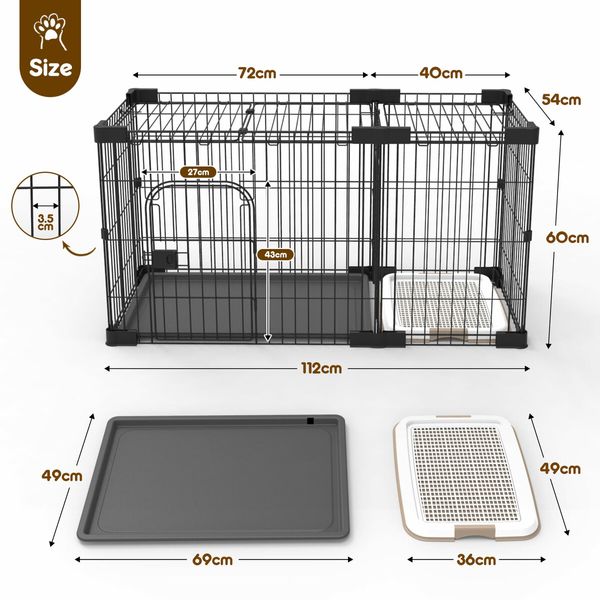 Dog Cat Crate Cage Kennel Pet Bird Enclosure Rabbit Hutch House Puppy Bunny Playpen Metal Toilet Doors Large Black