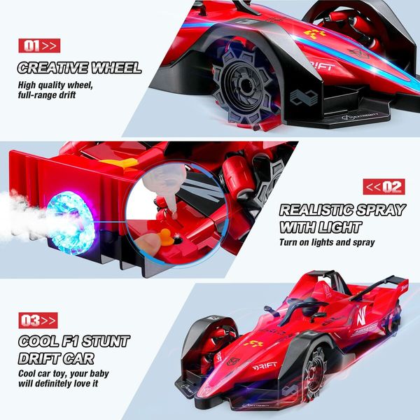 F1 Remote Control Car RC Stunt Car 4WD Rechargeable Remote Control Stunt Cars Play Car Gift for Kids -Red